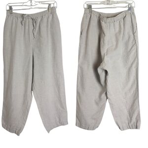 Peter Martin Linen Lagenlook Capri Khaki Pants Pockets Women's 14